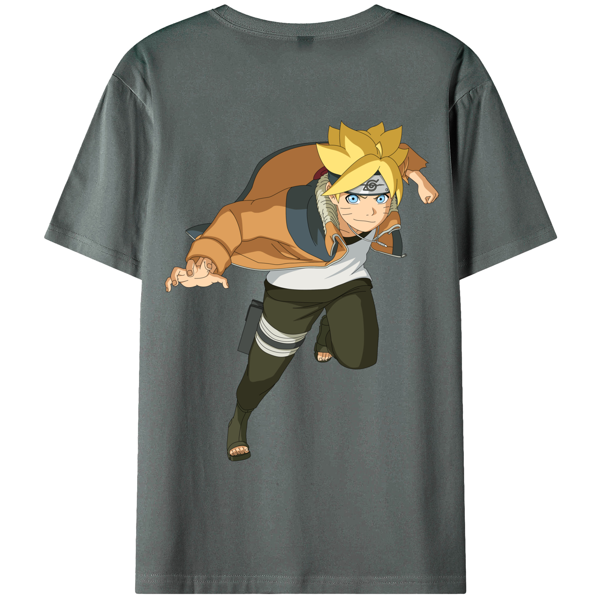 （画像用） NARUTO -ナルト- うずまき ナルト Uzumaki Naruto 綿100％ メンズ半袖Tシャツ（バックプリント） 通気性